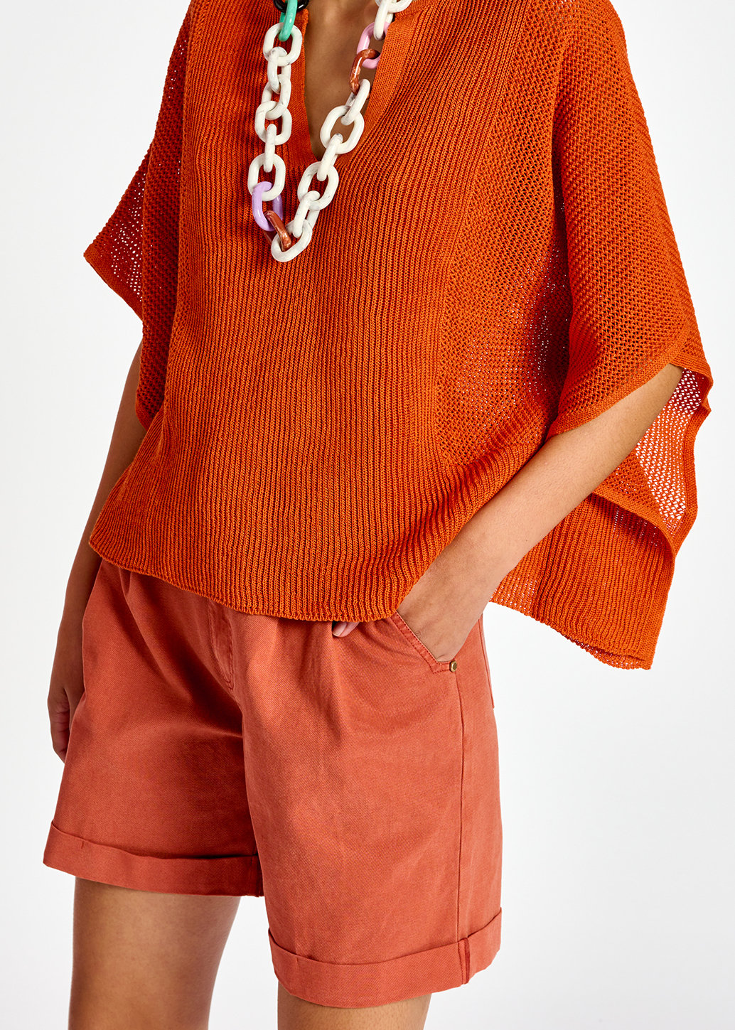 Oranje gebreide top met wijde snit RE—SSENTIEL tweedehands photo 5