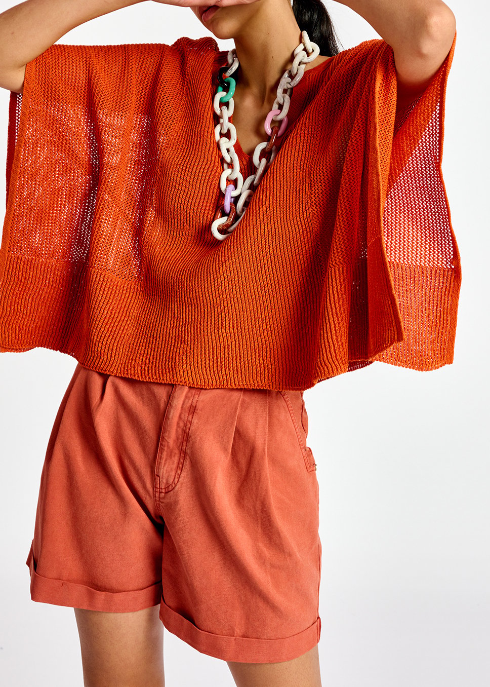 Oranje gebreide top met wijde snit RE—SSENTIEL tweedehands photo 6