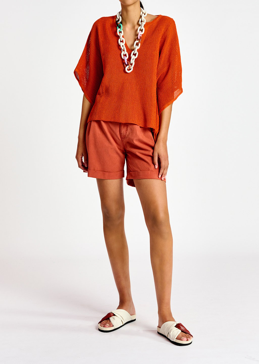 Oranje gebreide top met wijde snit RE—SSENTIEL tweedehands photo 7