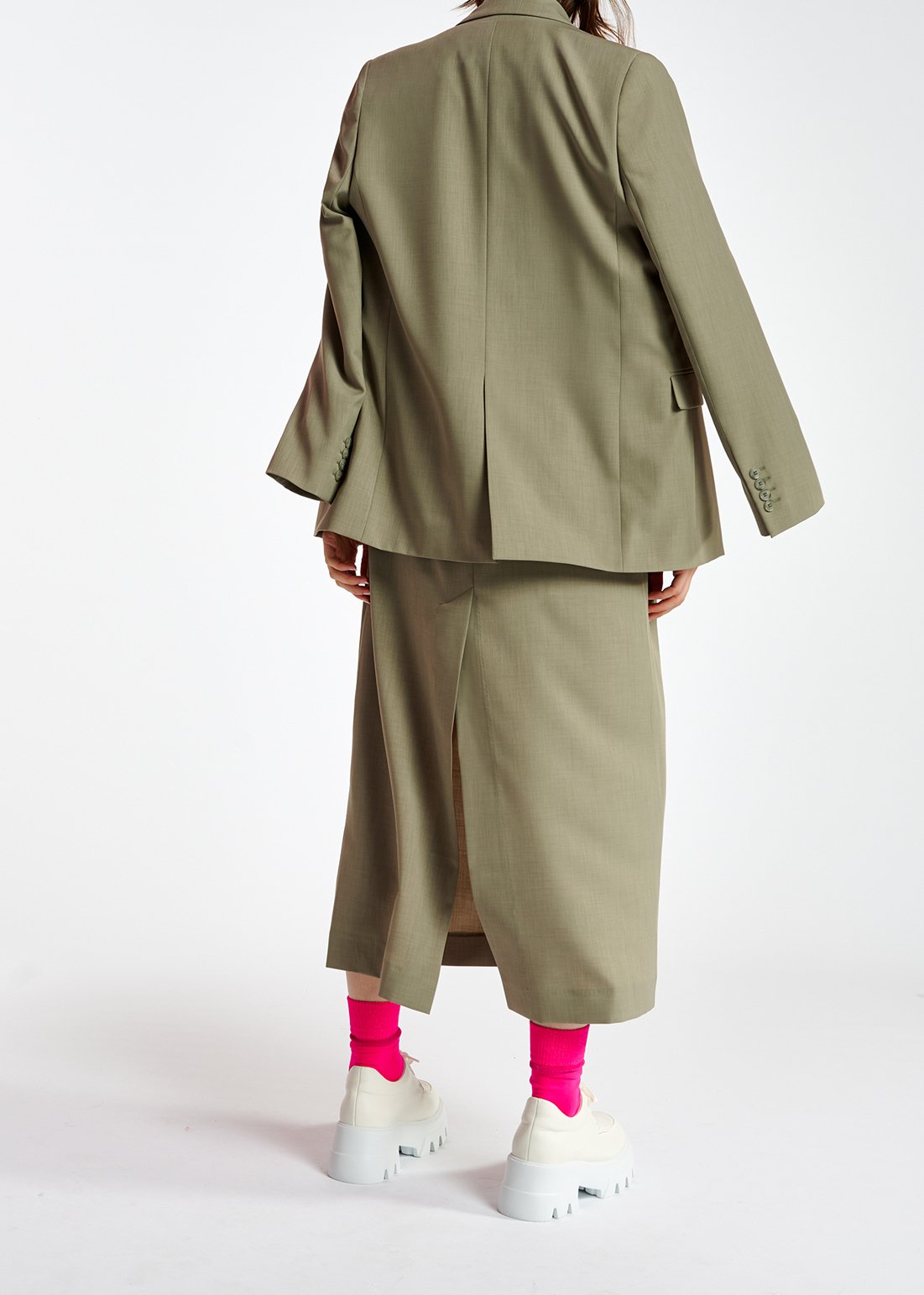 Khaki double-breasted blazer RE—SSENTIEL second-hand photo 8