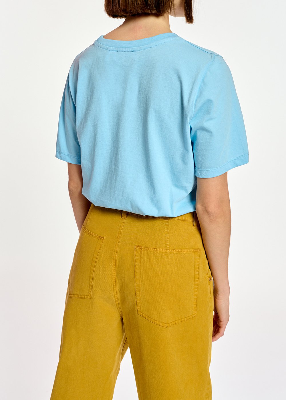 T-shirt en jersey bleu clair avec broderies vert néon RE—SSENTIEL seconde main photo 4