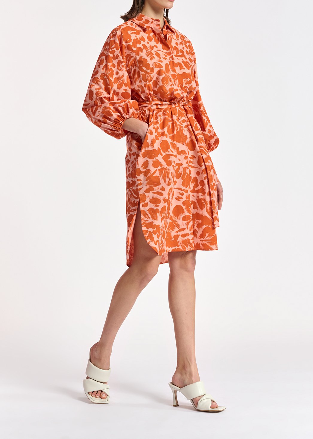 Mini-jurk met lichtroze en oranje bloemenprint RE—SSENTIEL tweedehands photo 7
