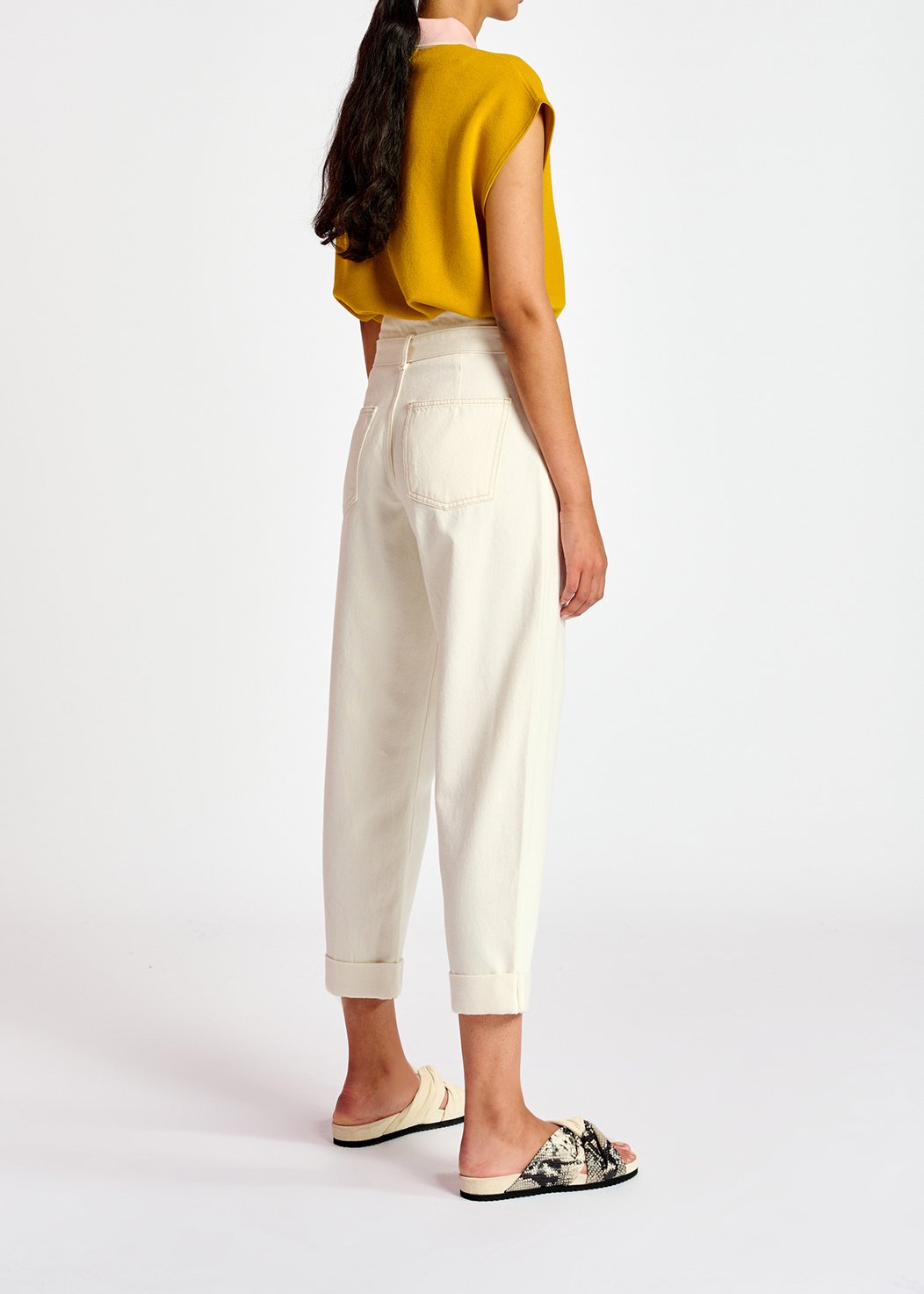 Off-white belted carrot-shaped high-rise jeans RE—SSENTIEL second-hand photo 7