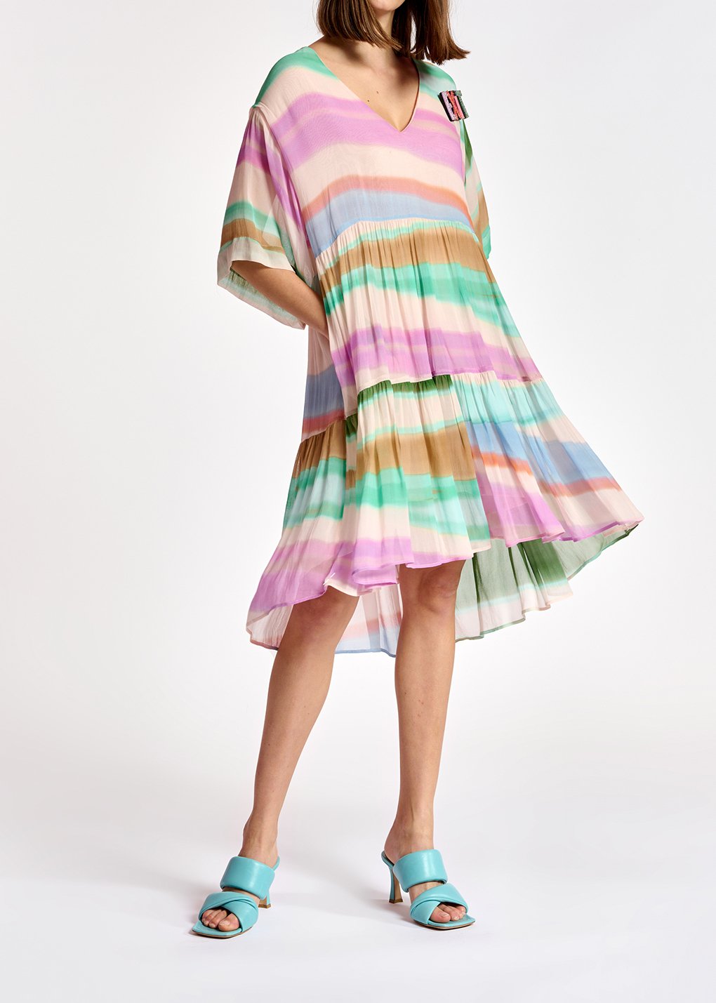 Mini robe multicolore à  volants RE—SSENTIEL seconde main photo 3