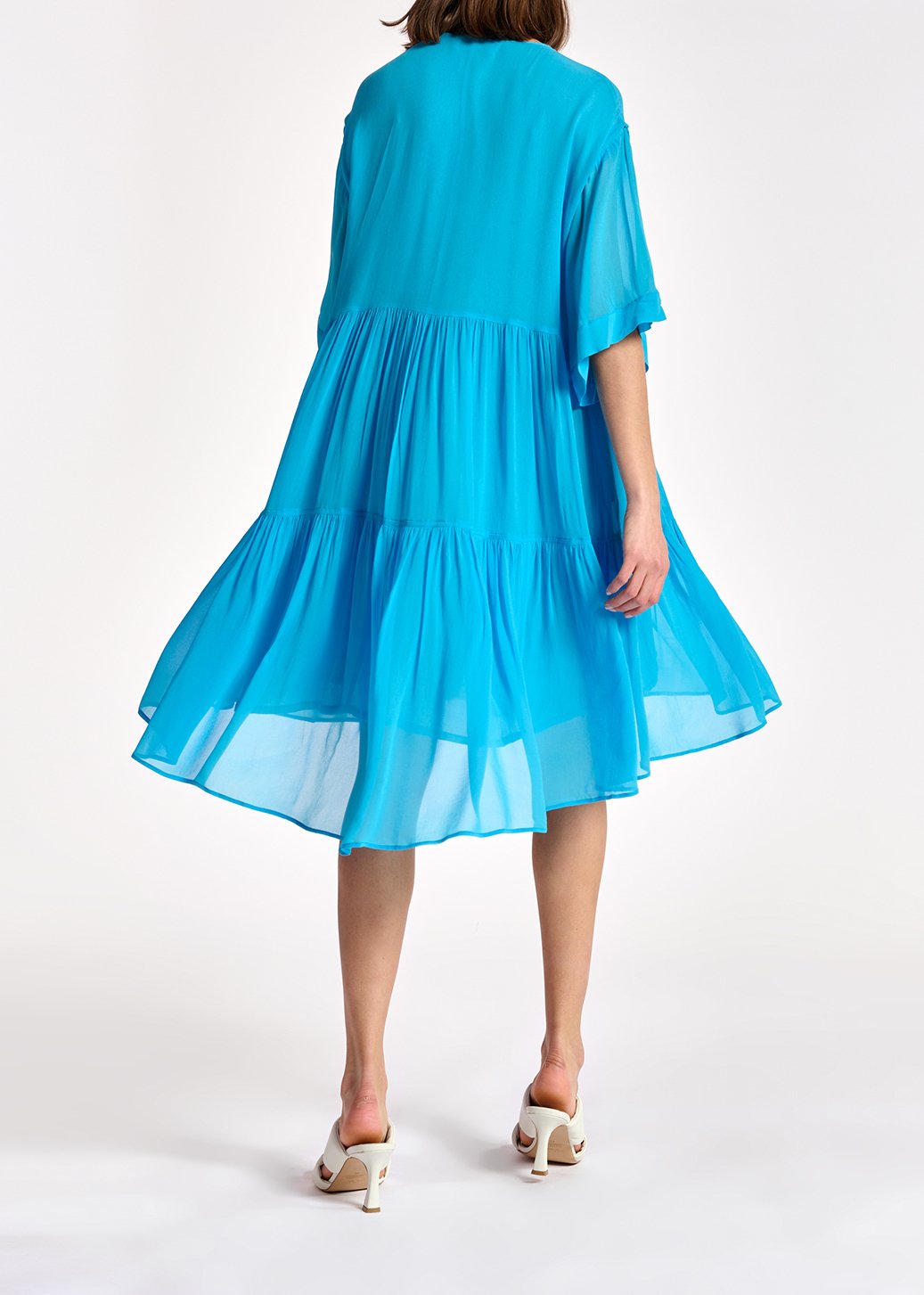 Blue tiered mini dress RE—SSENTIEL second-hand photo 4