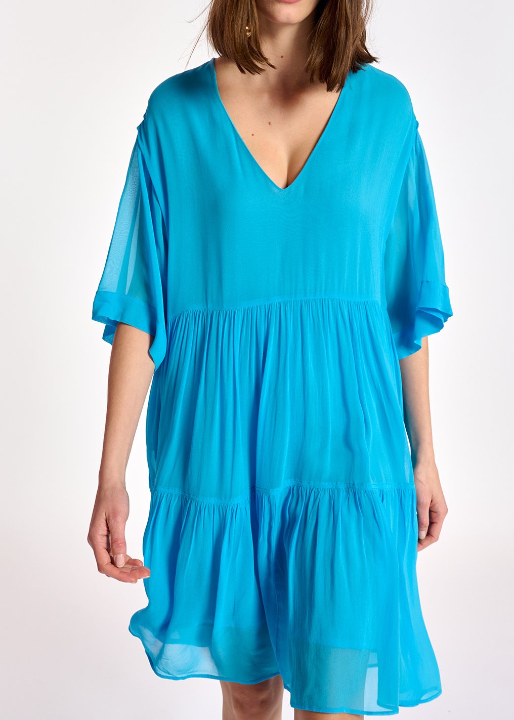 Blue tiered mini dress RE—SSENTIEL second-hand photo 5