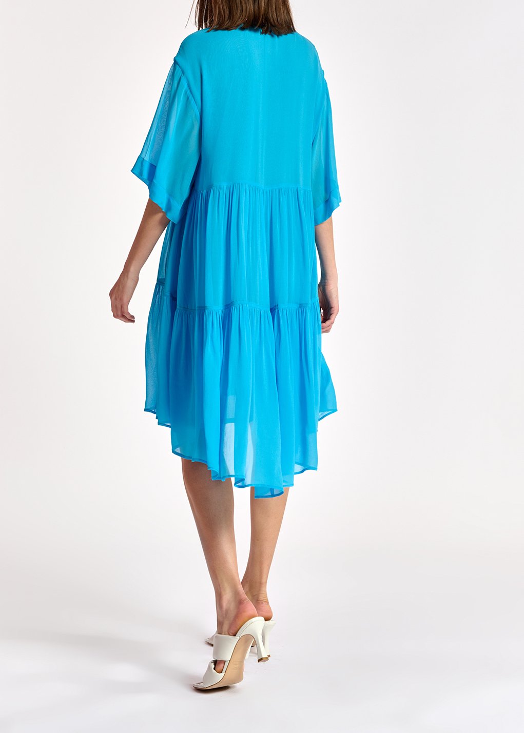 Blue tiered mini dress RE—SSENTIEL second-hand photo 6