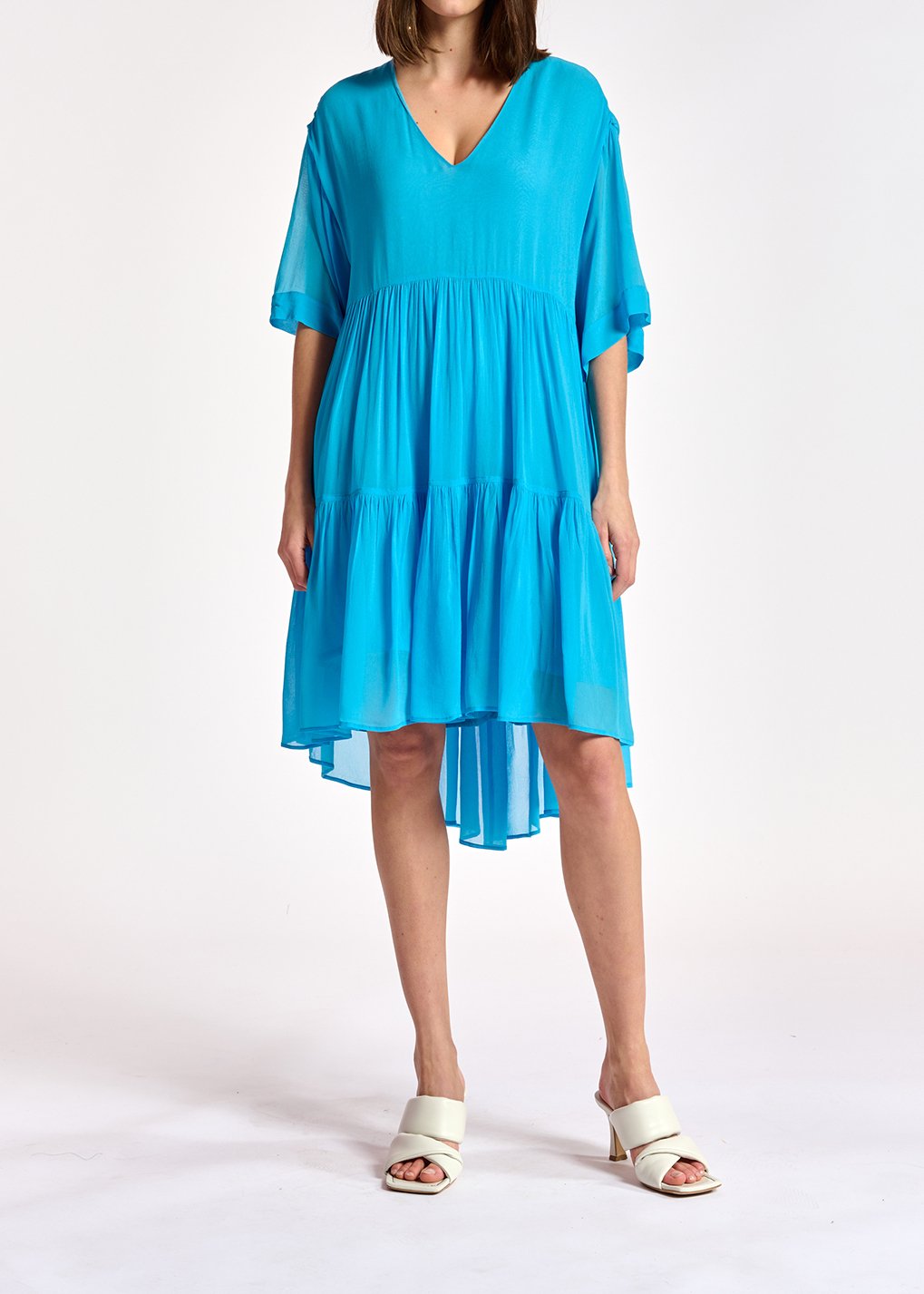 Blue tiered mini dress RE—SSENTIEL second-hand photo 7