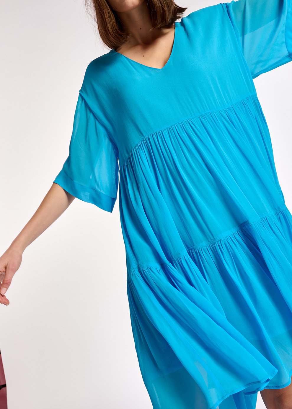 Blue tiered mini dress RE—SSENTIEL second-hand photo 8