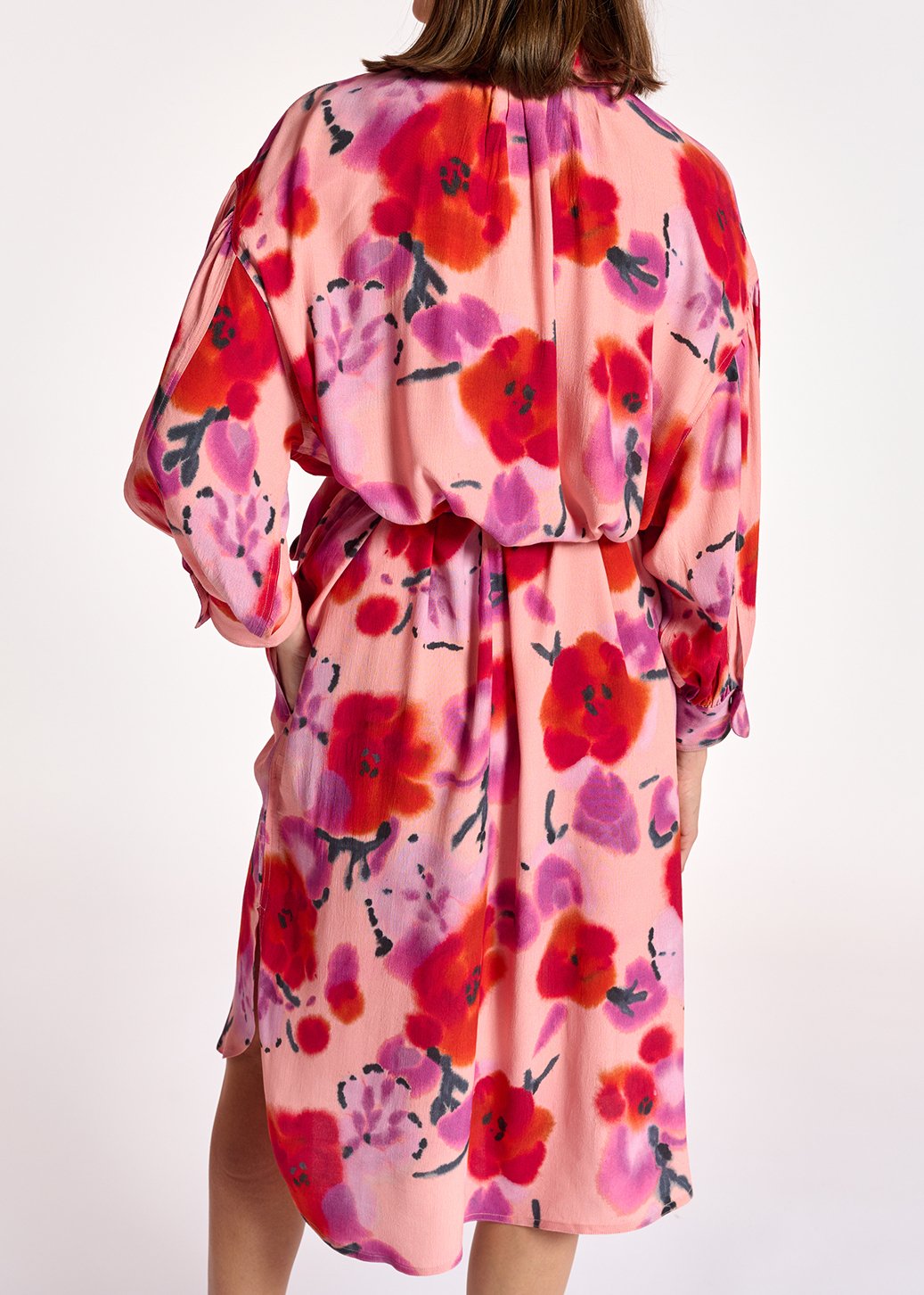 Light pink, red and purple floral-print shirt dress RE—SSENTIEL second-hand photo 8