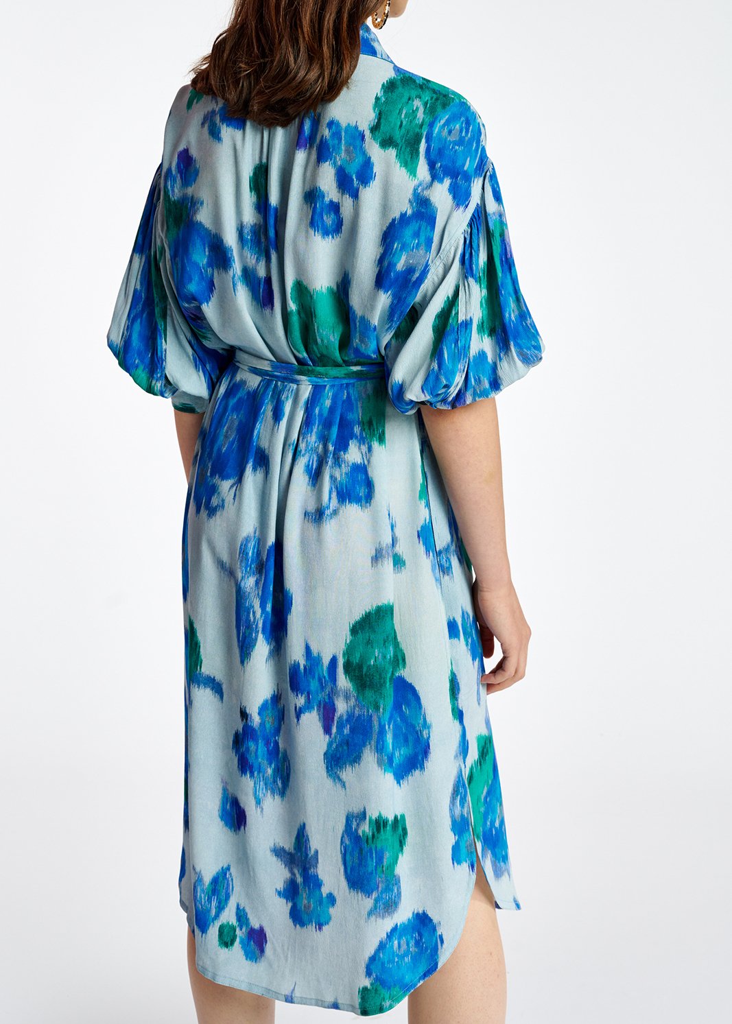 Light blue, blue and green floral-print shirt dress RE—SSENTIEL second-hand photo 3