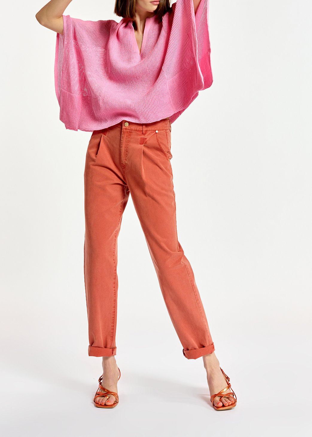 Donkeroranje jeans hoge taille RE—SSENTIEL tweedehands photo 3