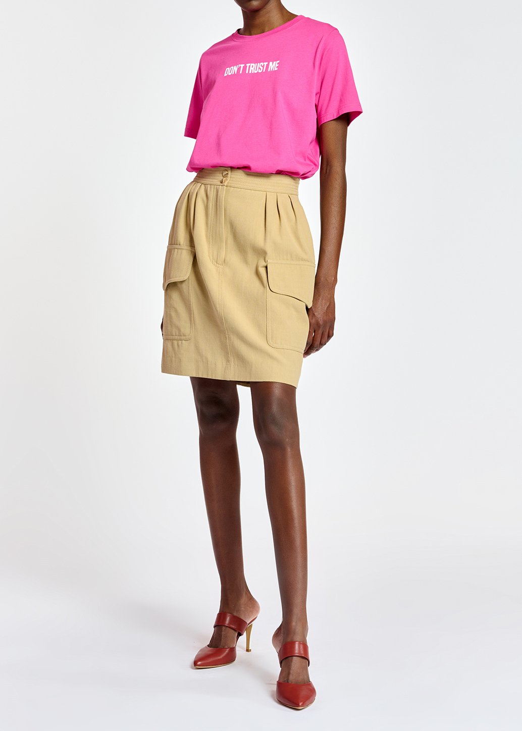 Beige utility-inspired knee-length cotton skirt RE—SSENTIEL second-hand photo 8