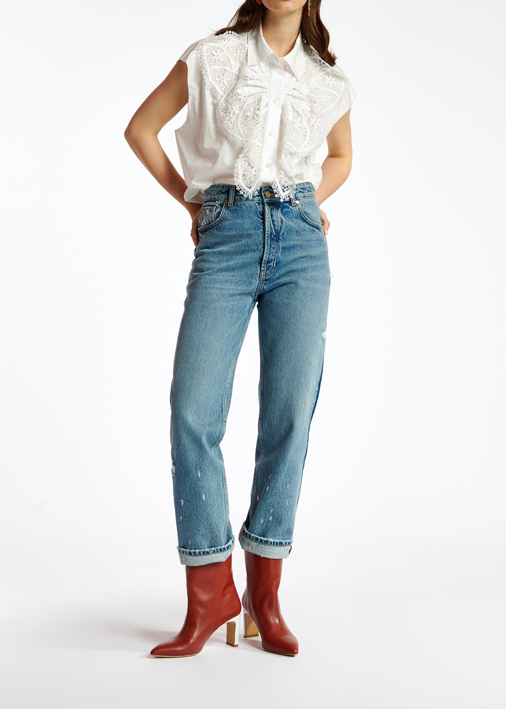 Blauwe jeans met rechte pijpen RE—SSENTIEL tweedehands photo 4