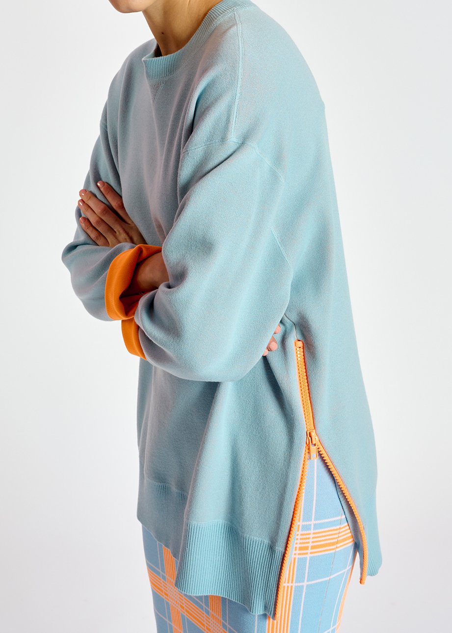 Light blue sweater with boxy cut RE—SSENTIEL second-hand photo 3
