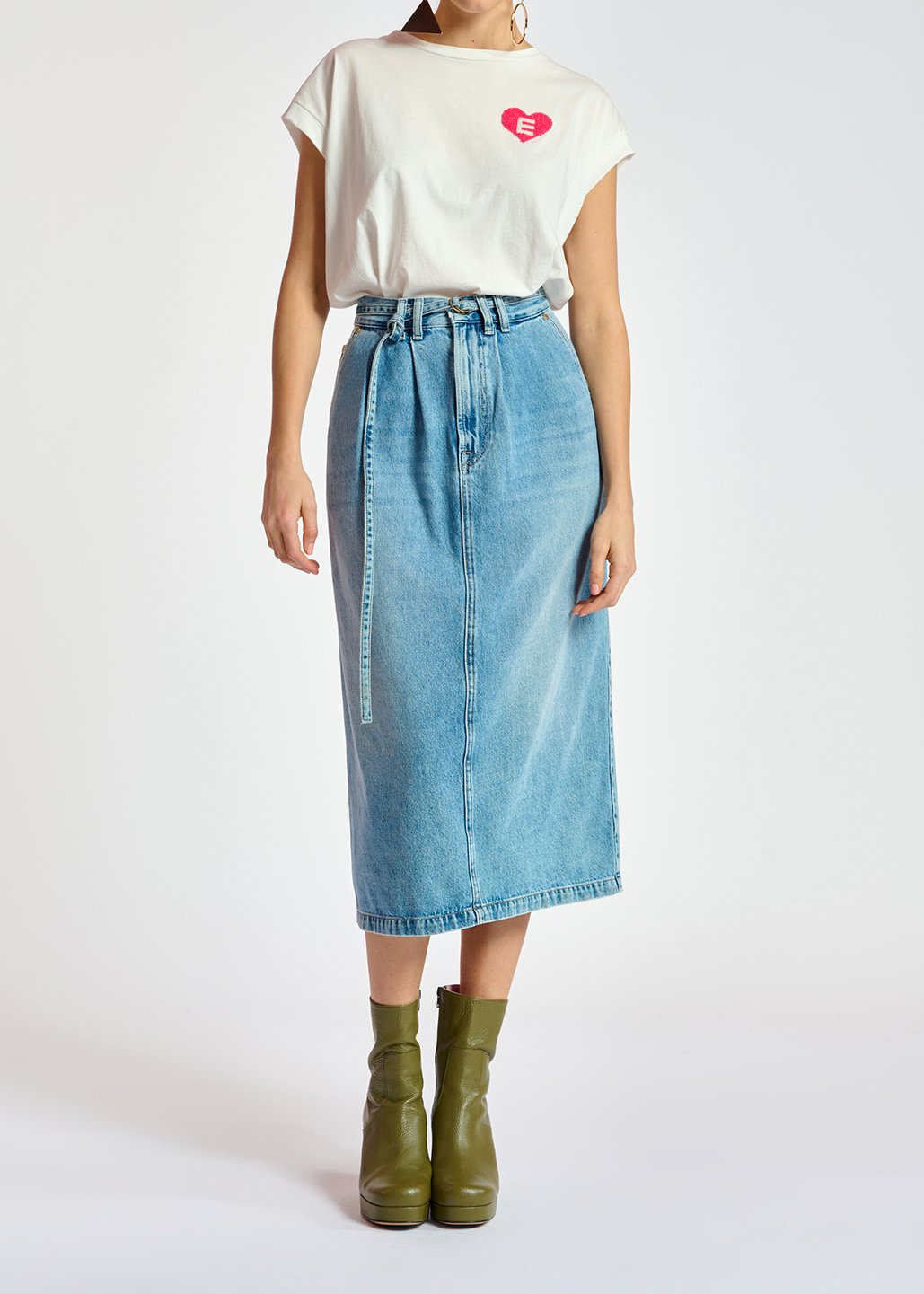 Blauwe A-jeansrok met hoge taille RE—SSENTIEL tweedehands photo 3