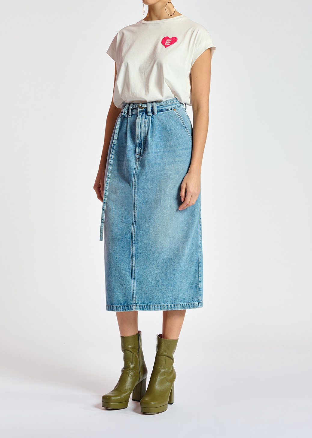Blauwe A-jeansrok met hoge taille RE—SSENTIEL tweedehands photo 4
