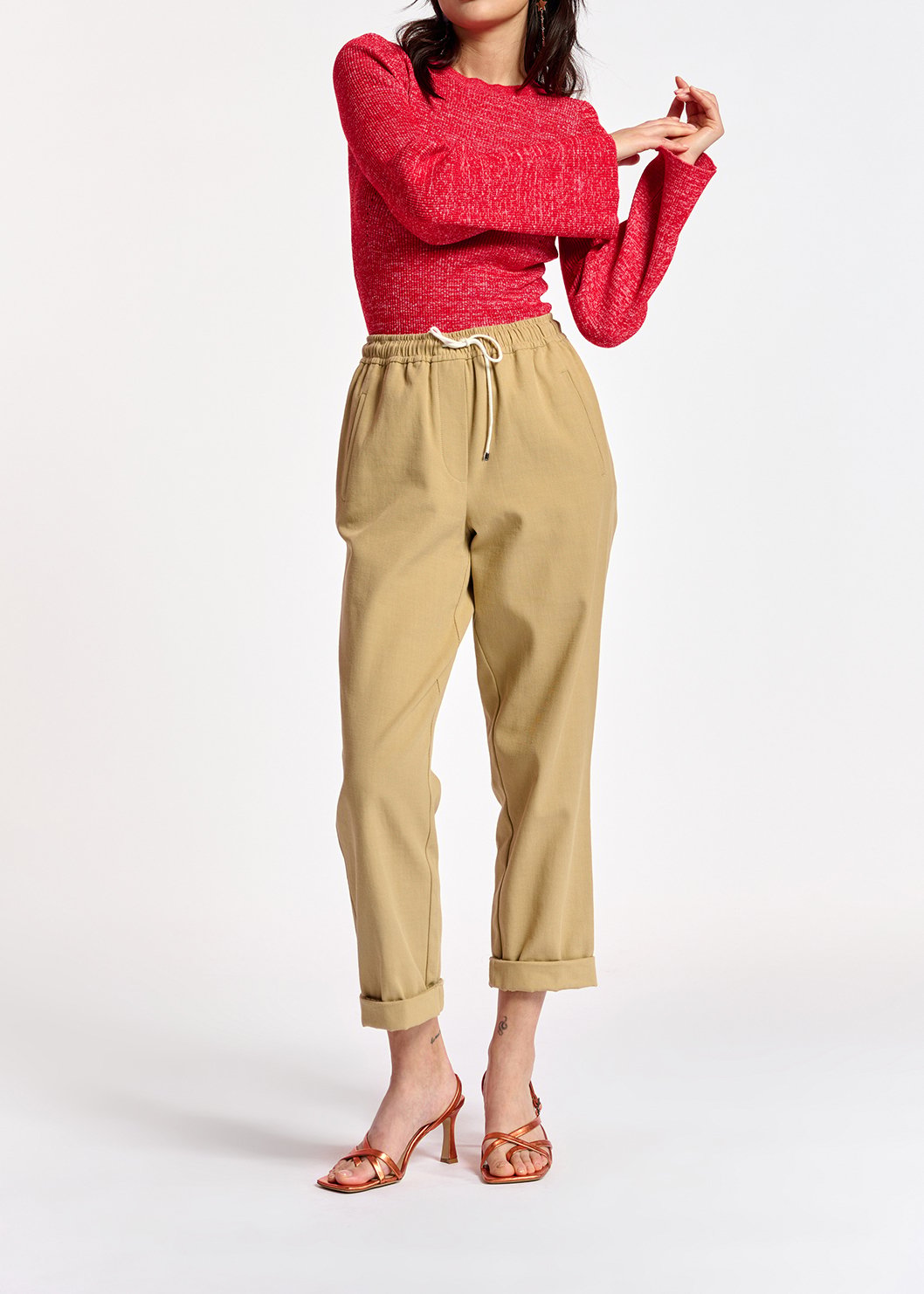 Beige katoenen broek met toelopende pijpen RE—SSENTIEL tweedehands photo 7