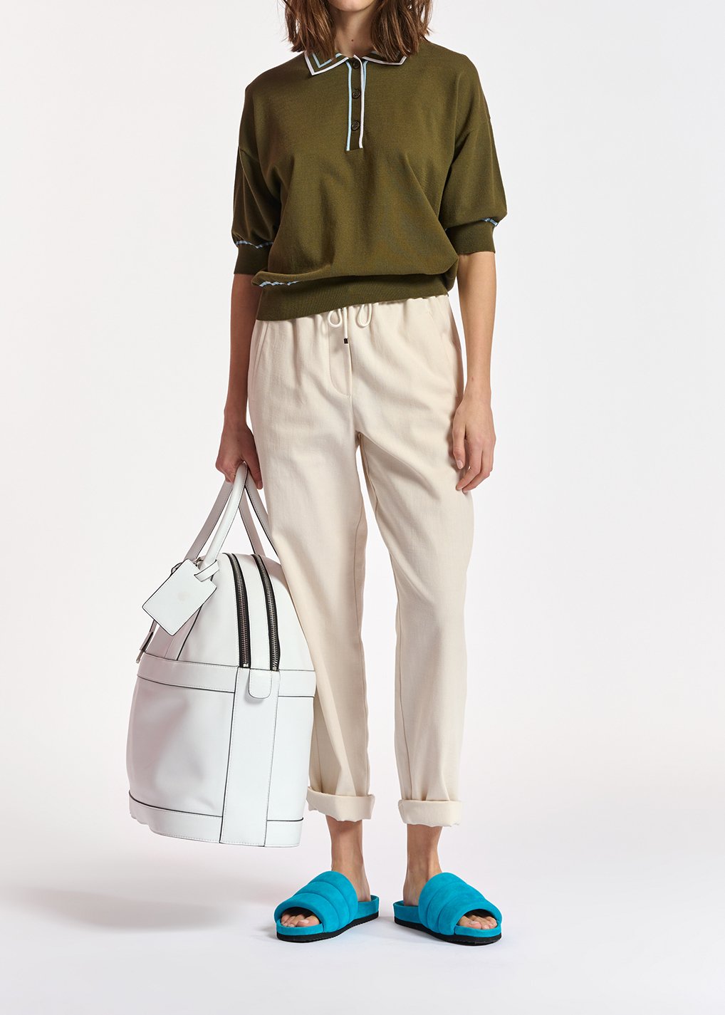 Off-white cotton tapered pants RE—SSENTIEL second-hand photo 4