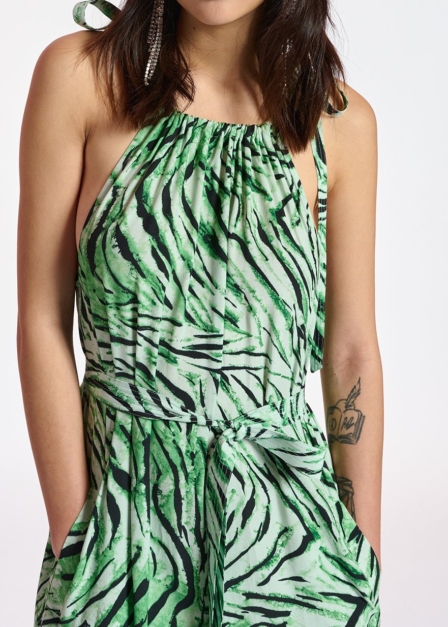 Maxi robe tigrée vert menthe avec encolure américaine RE—SSENTIEL seconde main photo 6