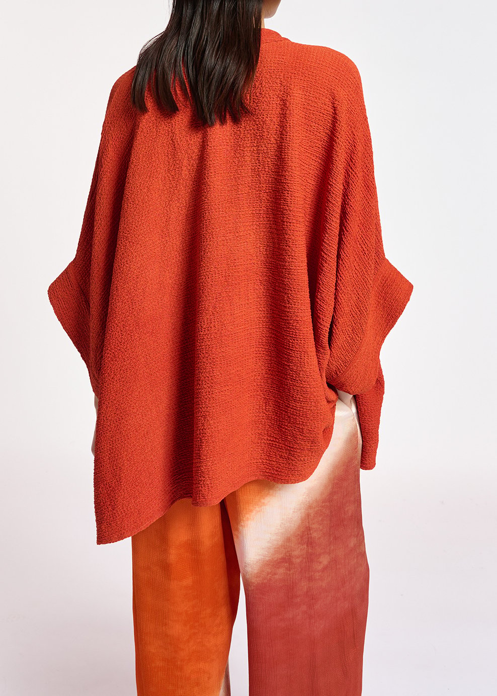 Chemise carrée en cloqué orange RE—SSENTIEL seconde main photo 4
