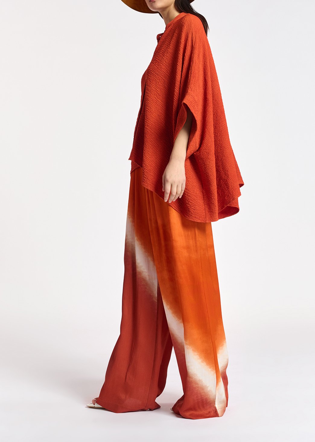 Chemise carrée en cloqué orange RE—SSENTIEL seconde main photo 7
