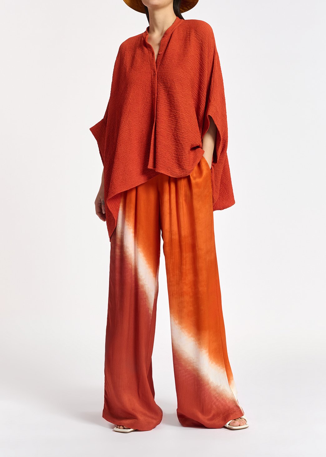 Chemise carrée en cloqué orange RE—SSENTIEL seconde main photo 8