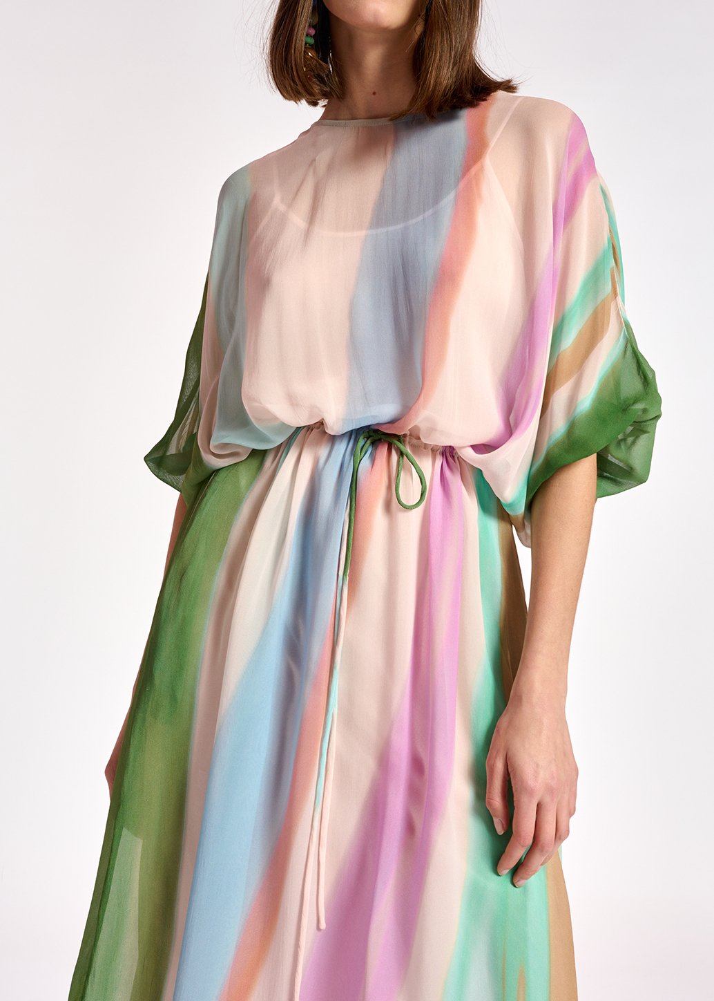 Mini robe à  imprimé abstrait bleu foncé et beige RE—SSENTIEL seconde main photo 5