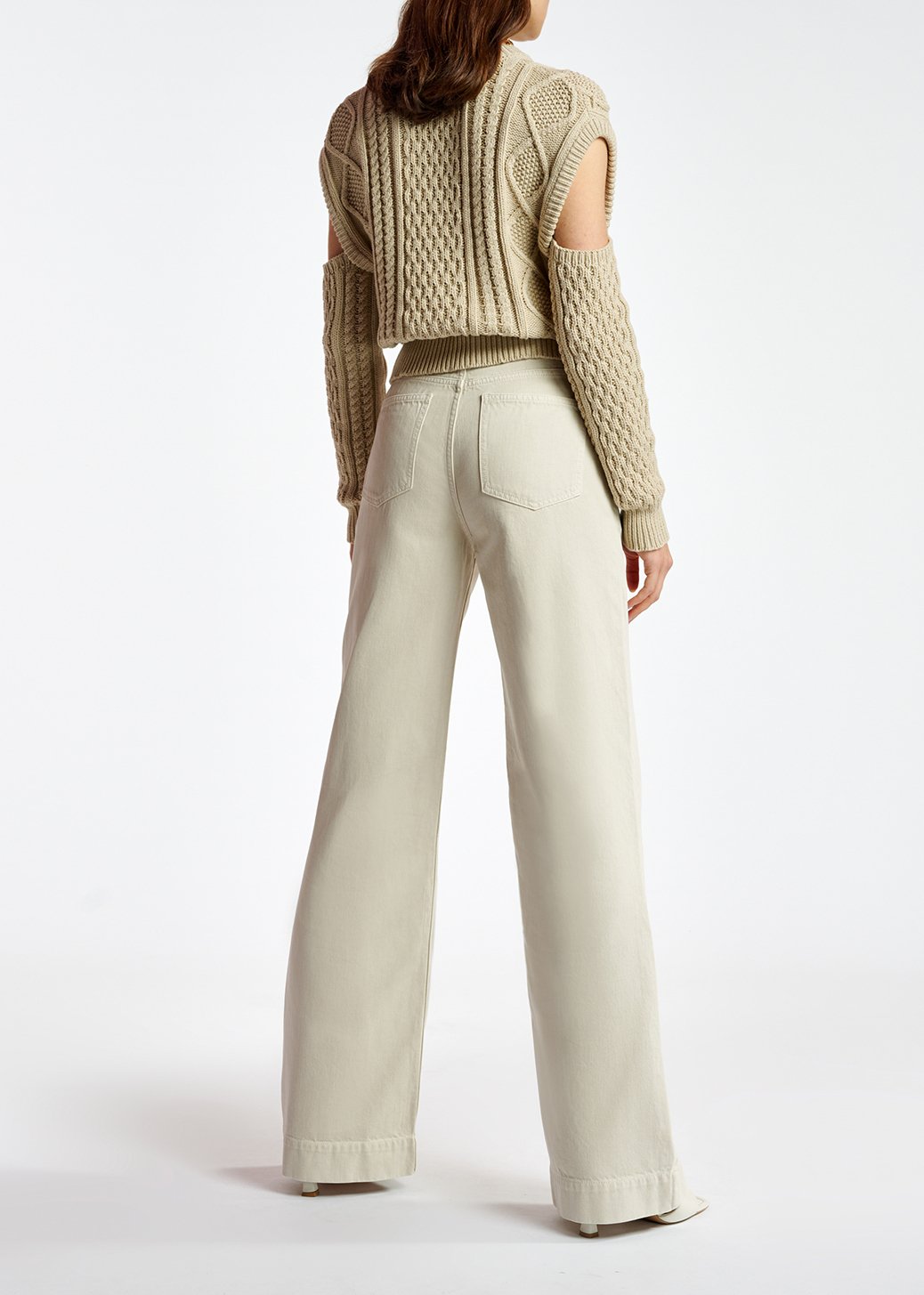 Off-white denim wide-leg jeans RE—SSENTIEL second-hand photo 7