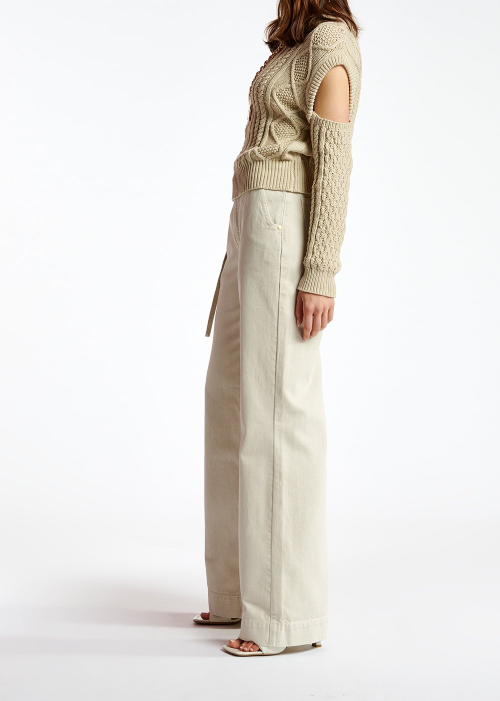 Off-white denim wide-leg jeans RE—SSENTIEL second-hand photo 8