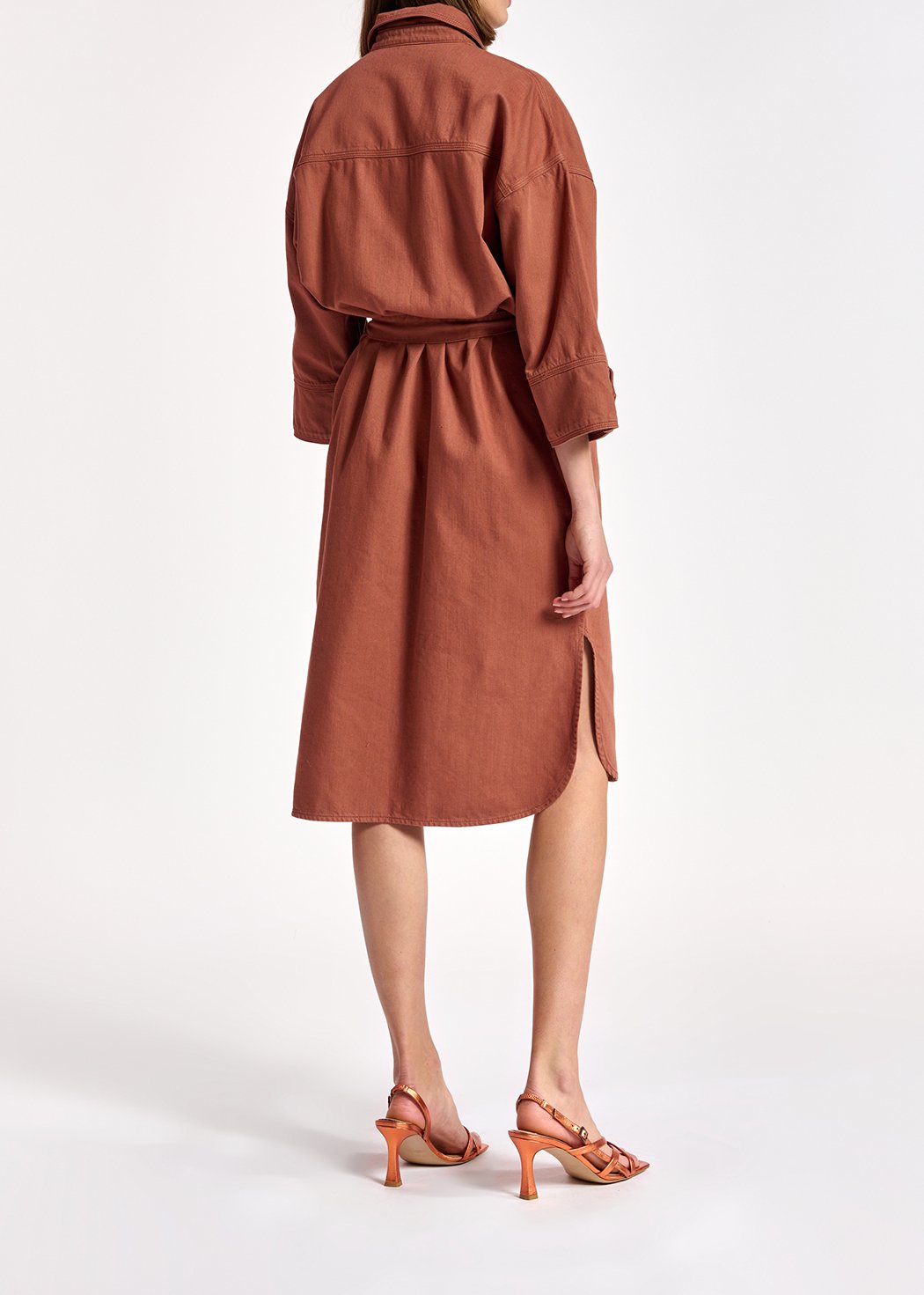 Brown denim shirt dress RE—SSENTIEL second-hand photo 4