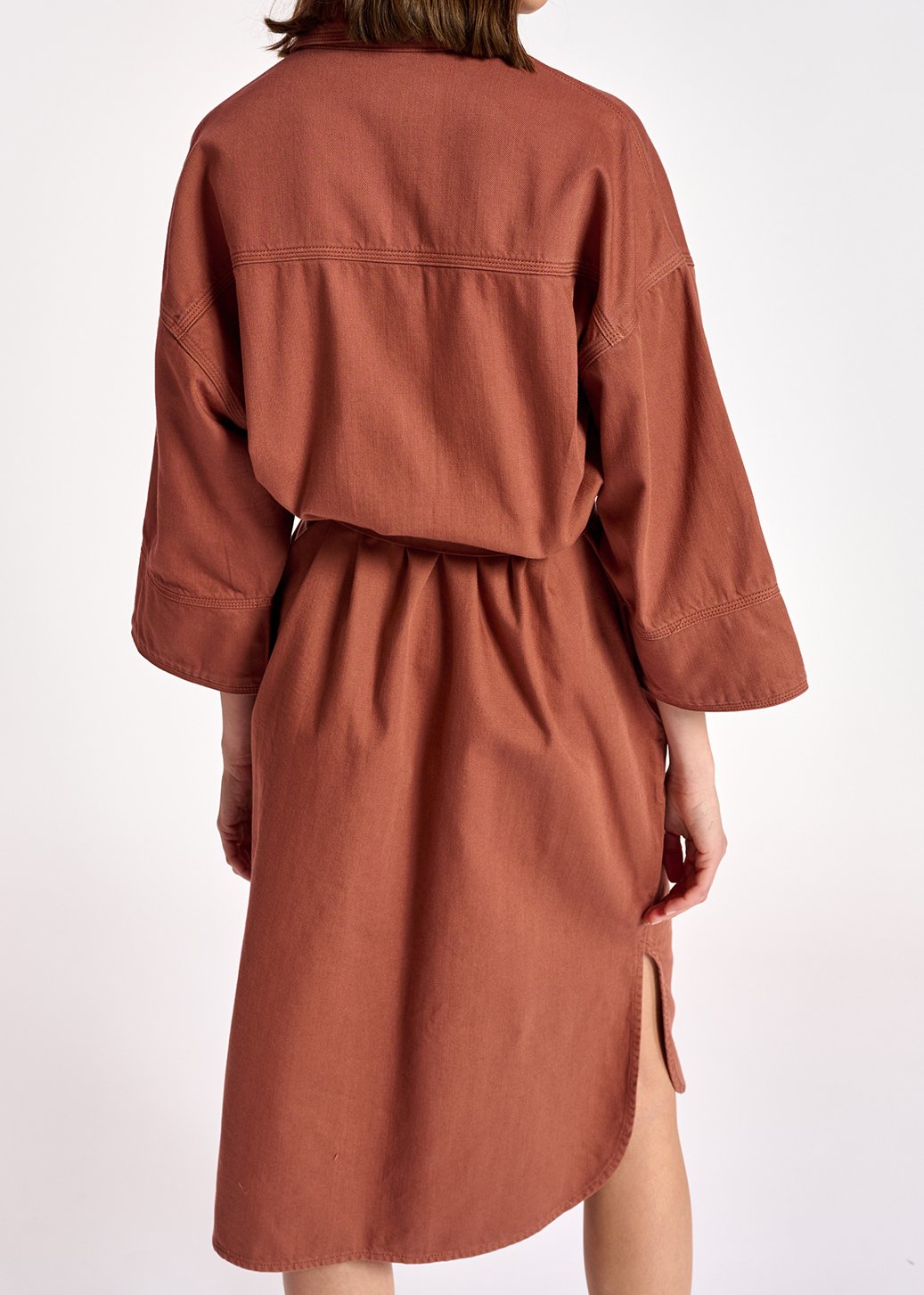 Brown denim shirt dress RE—SSENTIEL second-hand photo 6