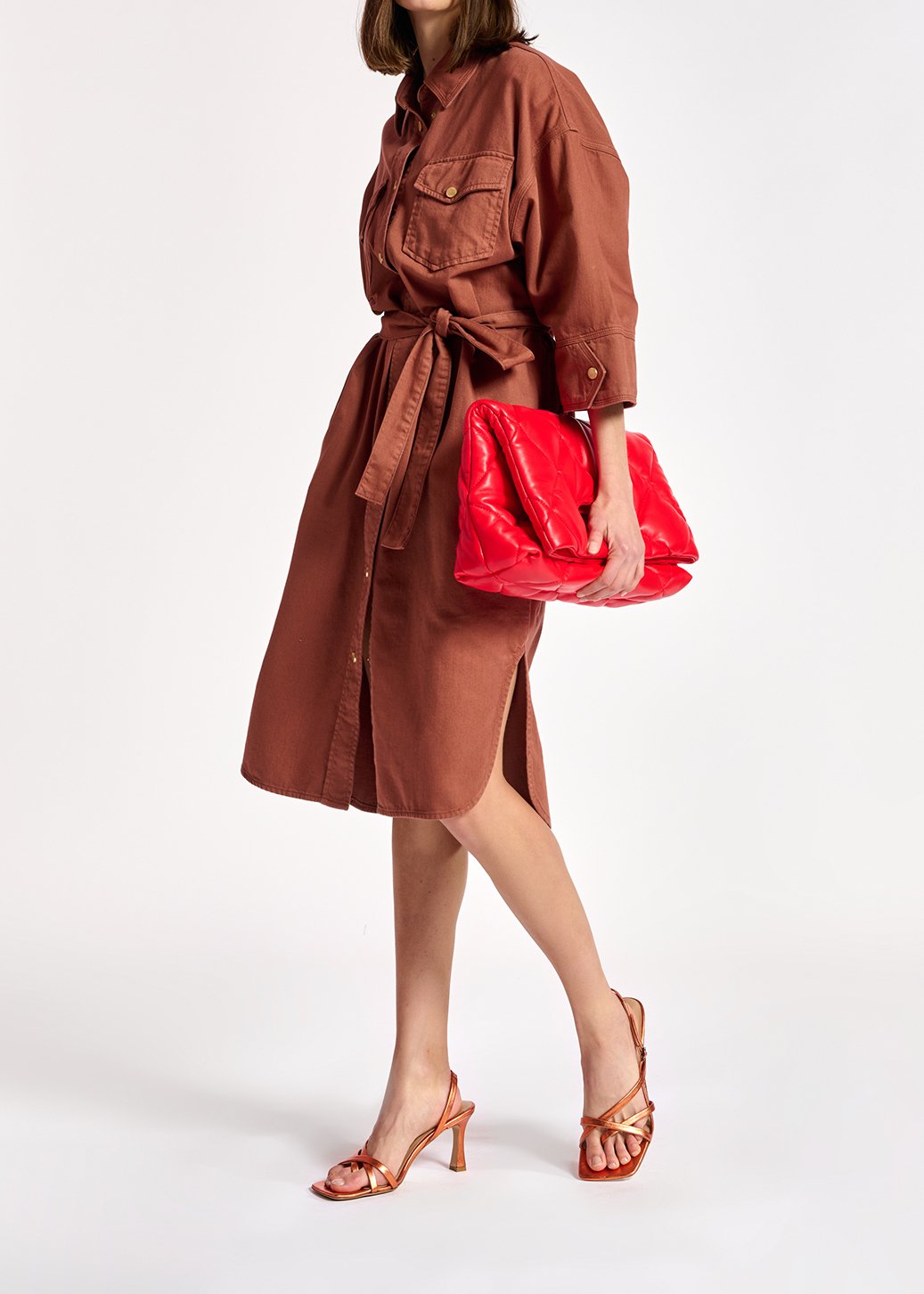 Brown denim shirt dress RE—SSENTIEL second-hand photo 8