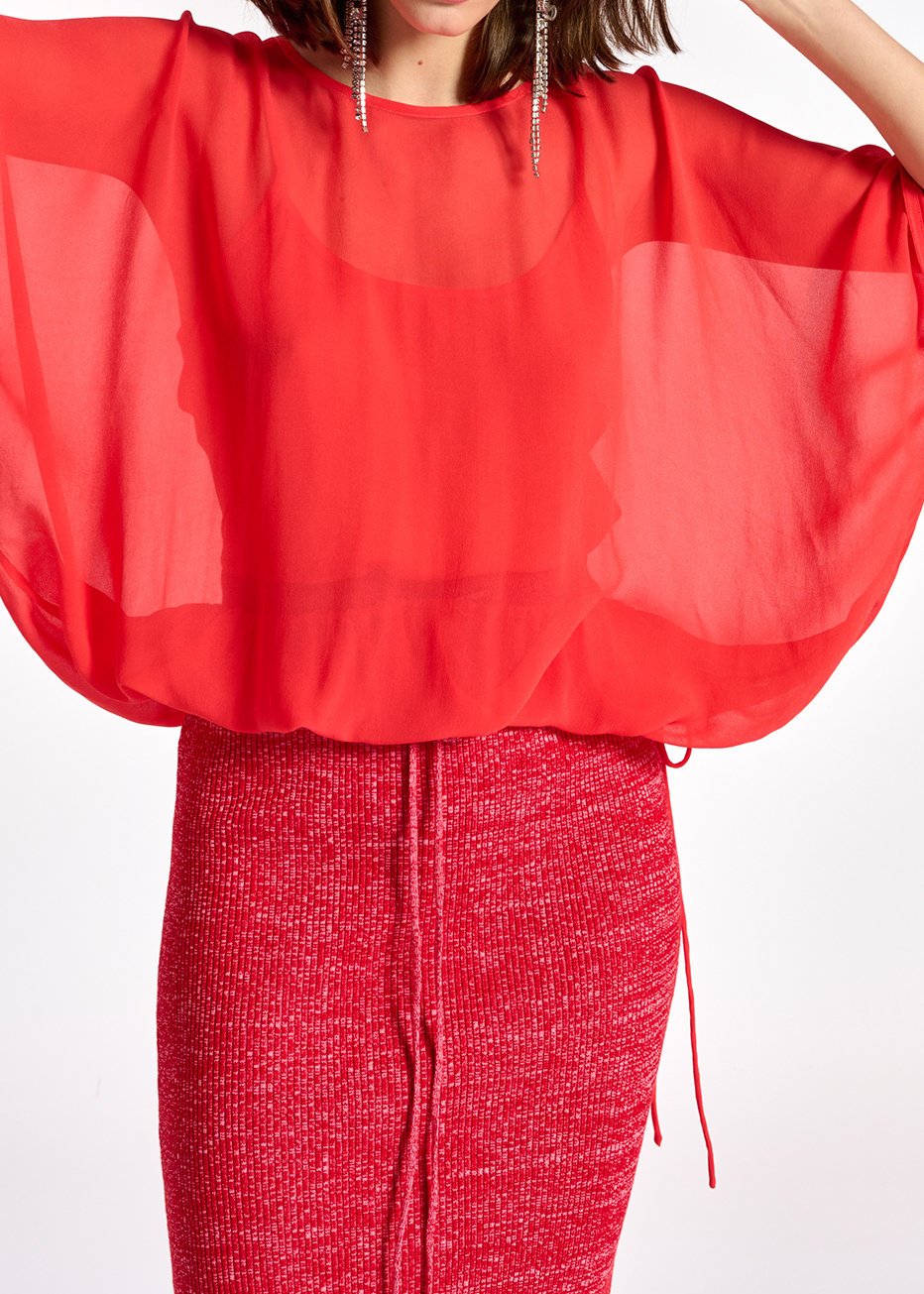 Top translucide rouge RE—SSENTIEL seconde main photo 3