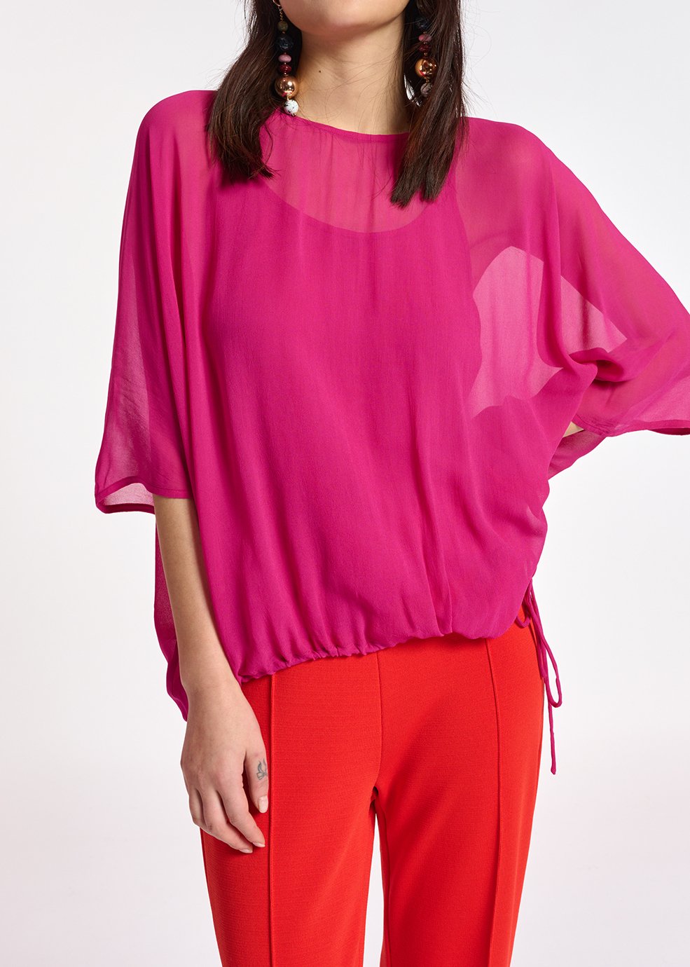 Pink voluminous sheer top RE—SSENTIEL second-hand photo 3