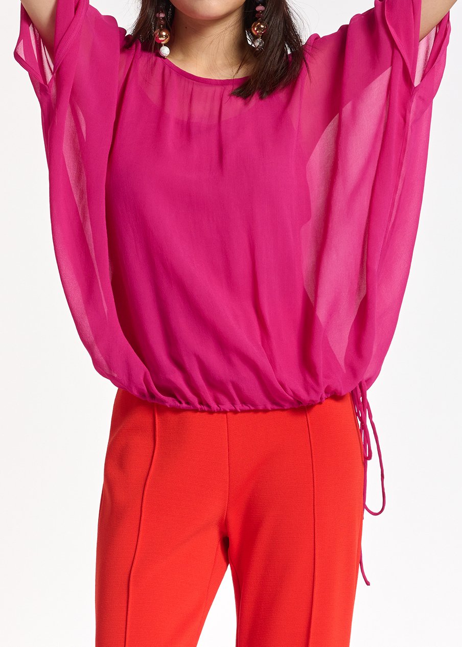 Pink voluminous sheer top RE—SSENTIEL second-hand photo 6