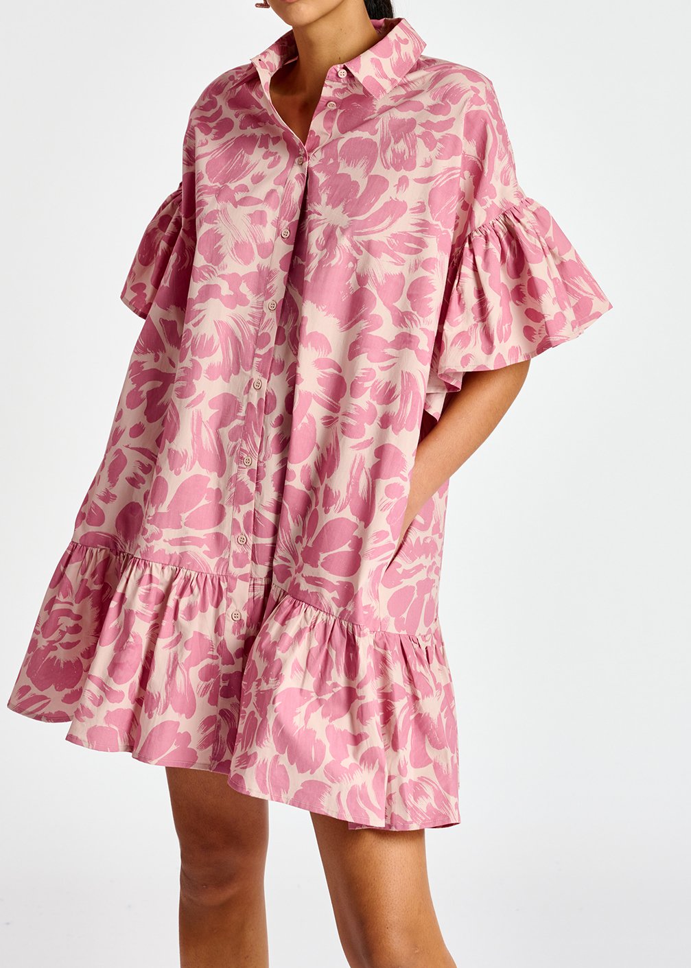 Mini robe trapèze à  fleurs rose clair et lilas RE—SSENTIEL seconde main photo 7