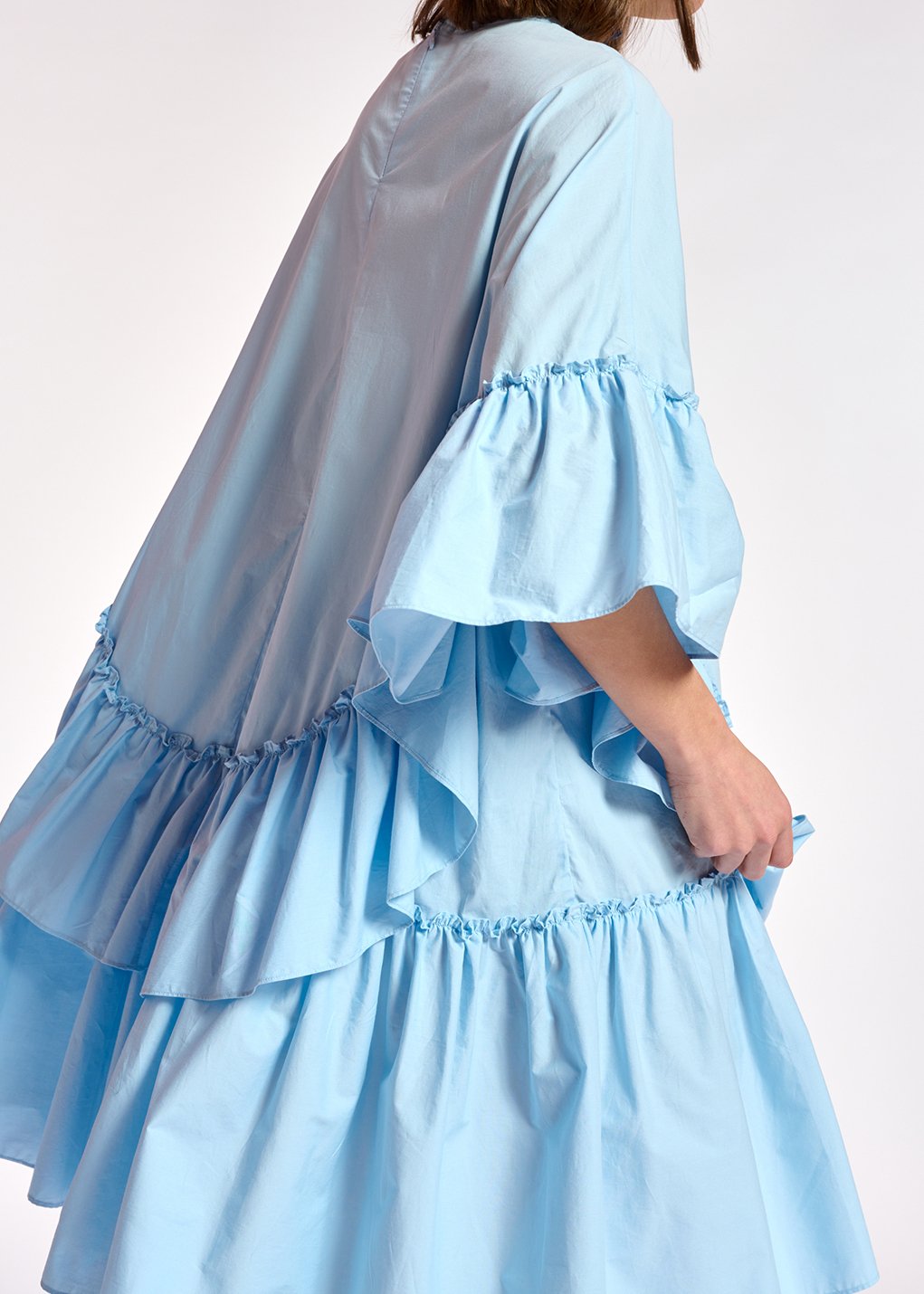 Light blue ruffled cotton dress RE—SSENTIEL second-hand photo 4