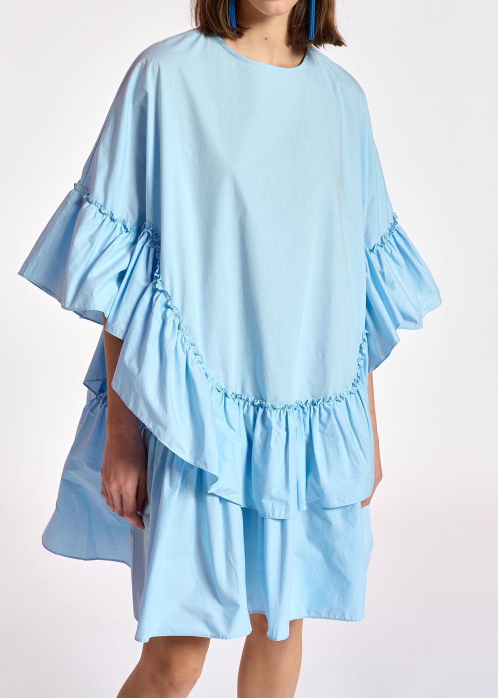 Light blue ruffled cotton dress RE—SSENTIEL second-hand photo 5