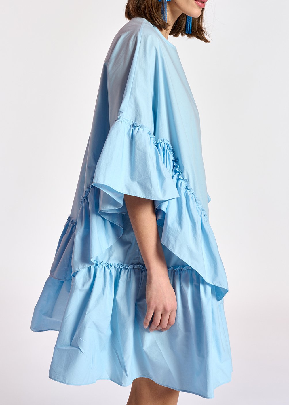 Light blue ruffled cotton dress RE—SSENTIEL second-hand photo 6