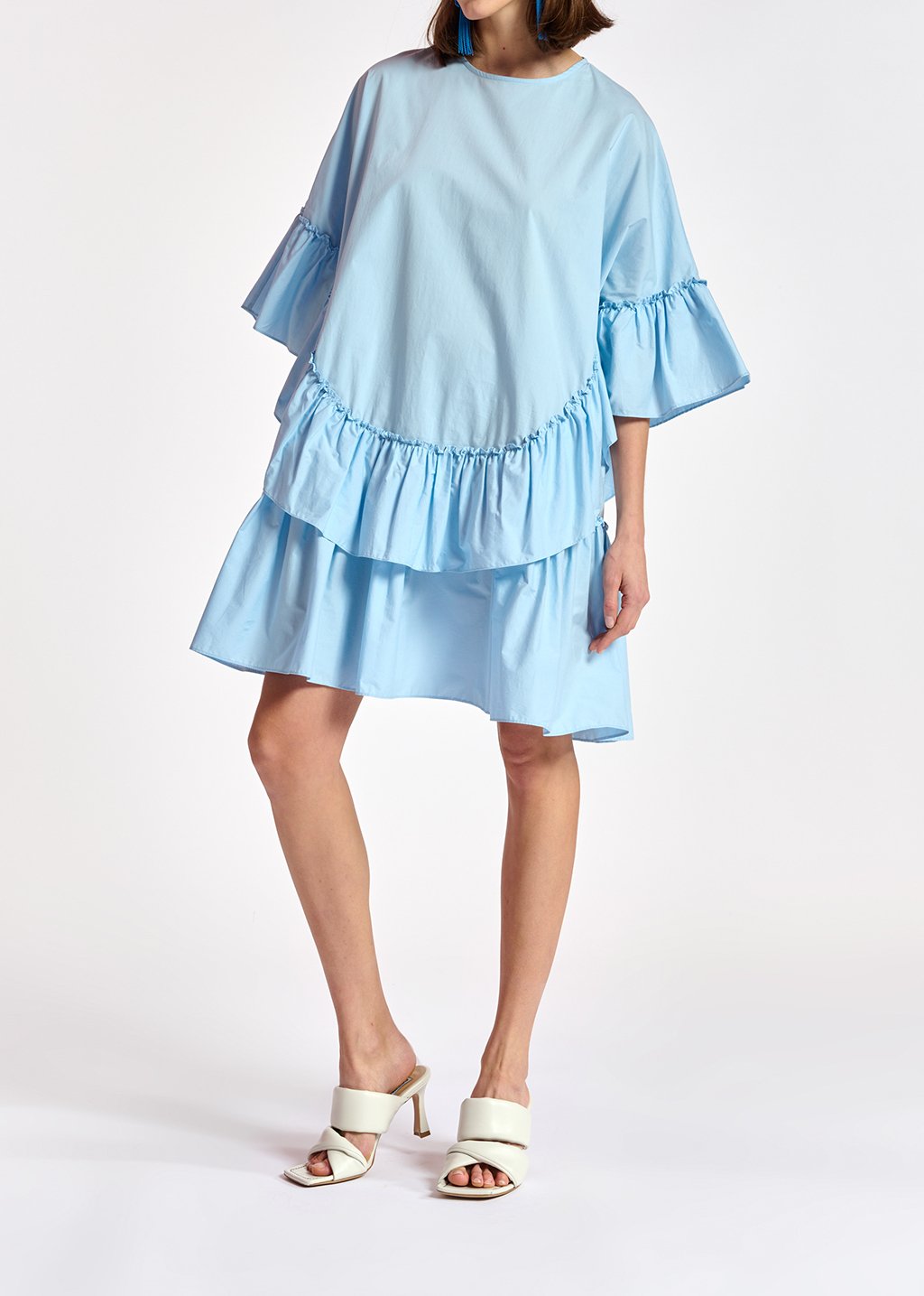 Light blue ruffled cotton dress RE—SSENTIEL second-hand photo 8