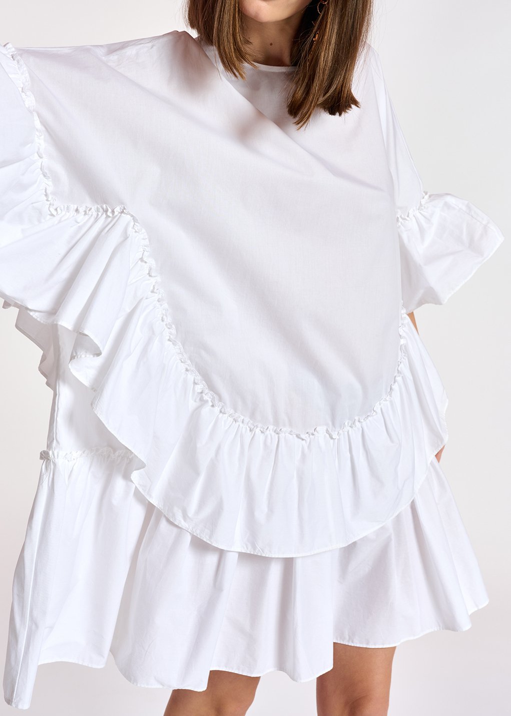 Robe en coton blanc à  volants RE—SSENTIEL seconde main photo 4