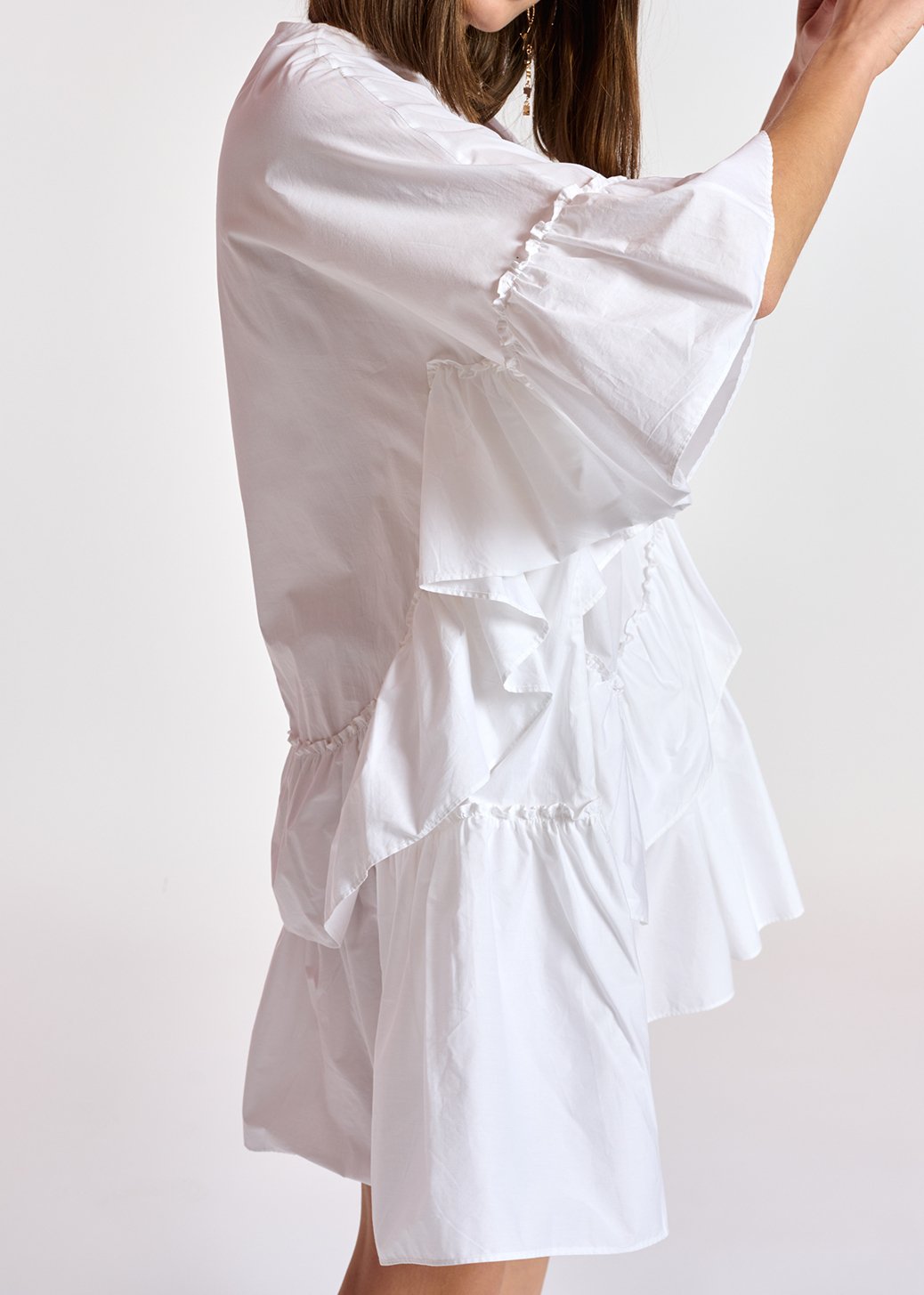Robe en coton blanc à  volants RE—SSENTIEL seconde main photo 5