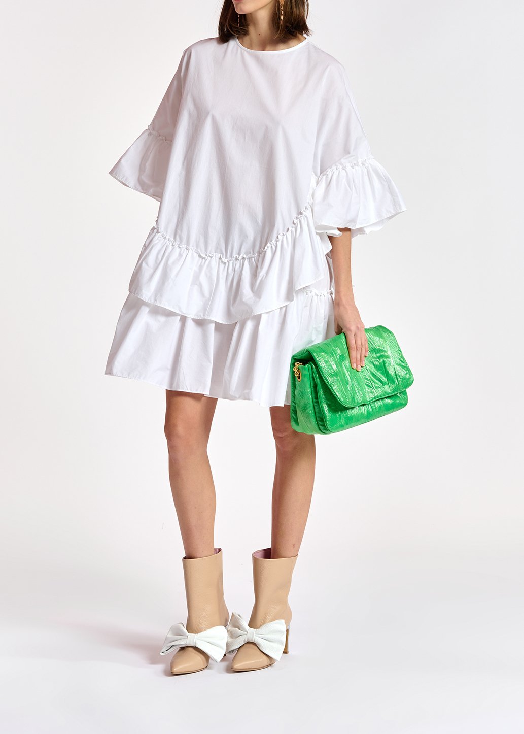 Robe en coton blanc à  volants RE—SSENTIEL seconde main photo 6