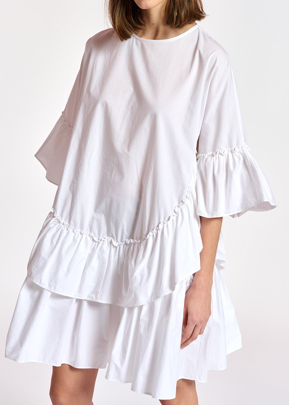 Robe en coton blanc à  volants RE—SSENTIEL seconde main photo 8