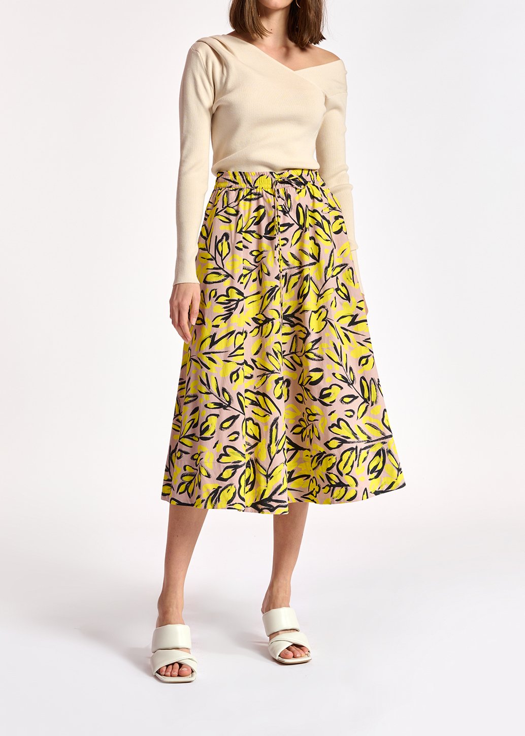 Beige midirok met bloemenprint RE—SSENTIEL tweedehands photo 3