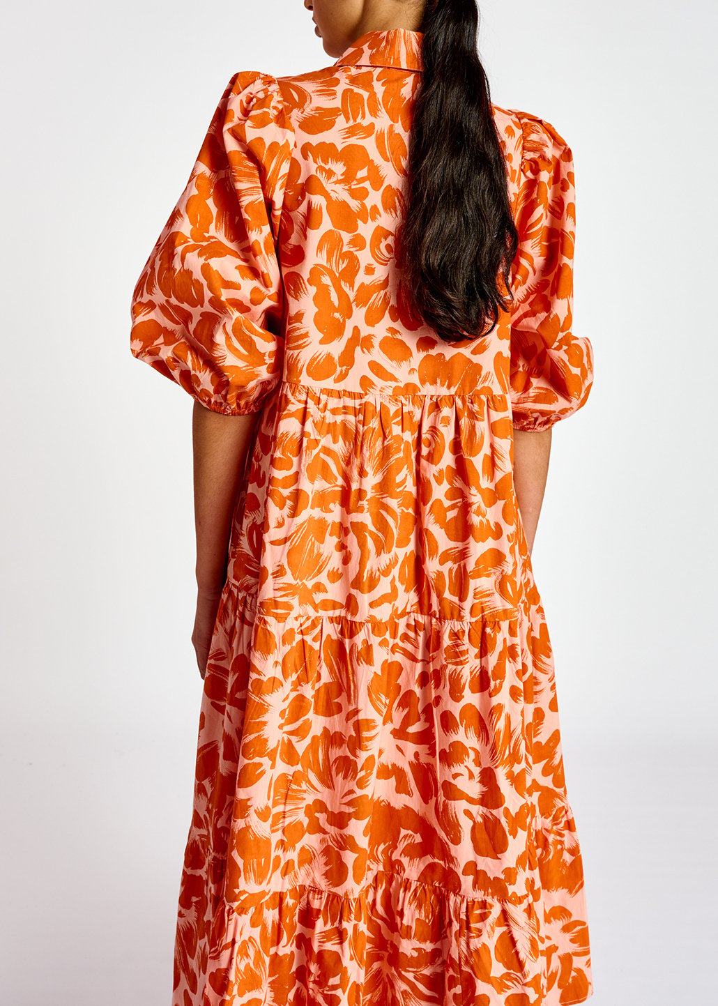 Maxi robe à  imprimé fleuri rose clair et orange RE—SSENTIEL seconde main photo 6