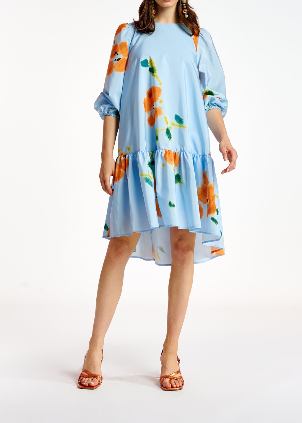 Blue floral print oversized mini dress RE—SSENTIEL second-hand photo 3