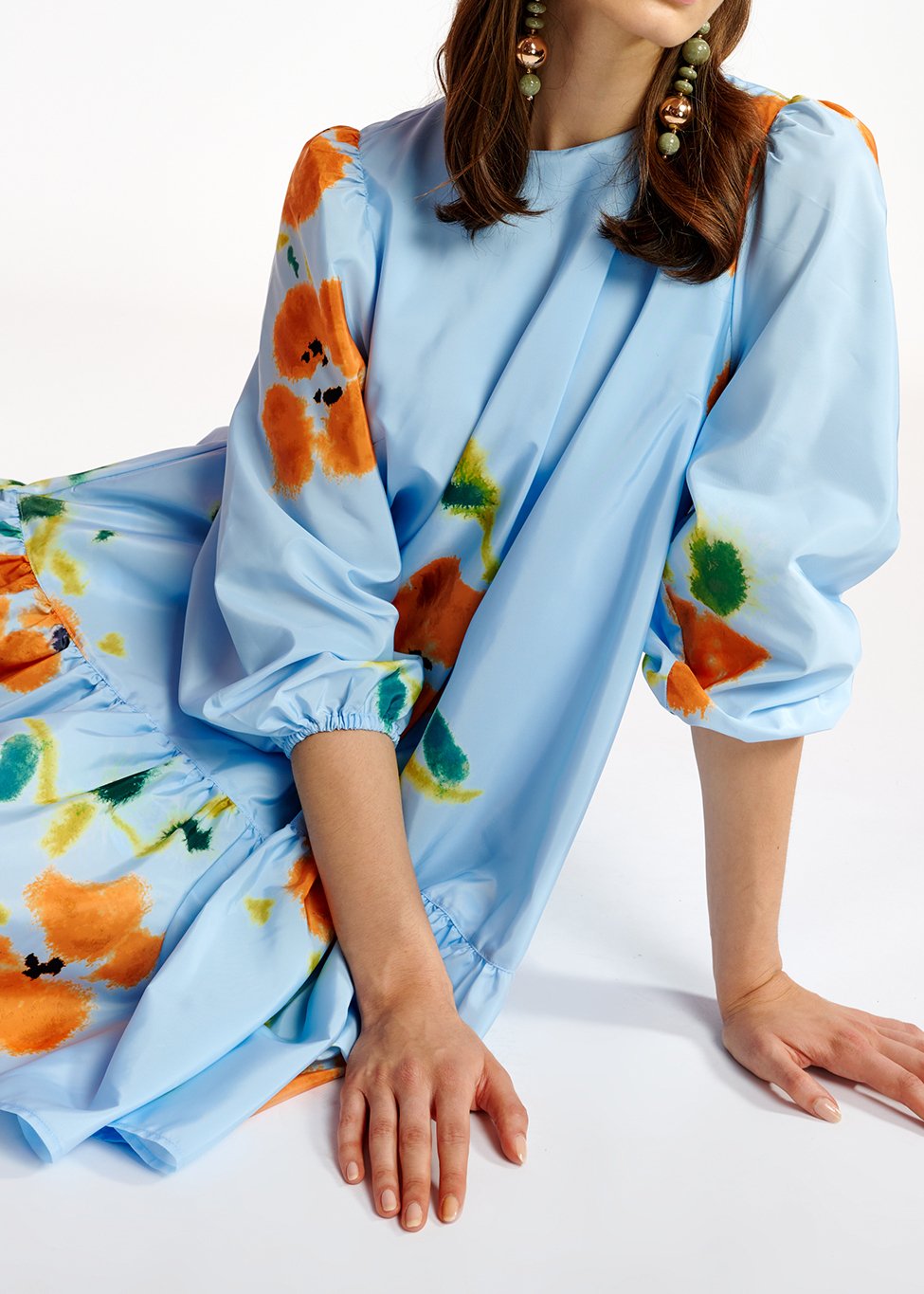 Blue floral print oversized mini dress RE—SSENTIEL second-hand photo 4