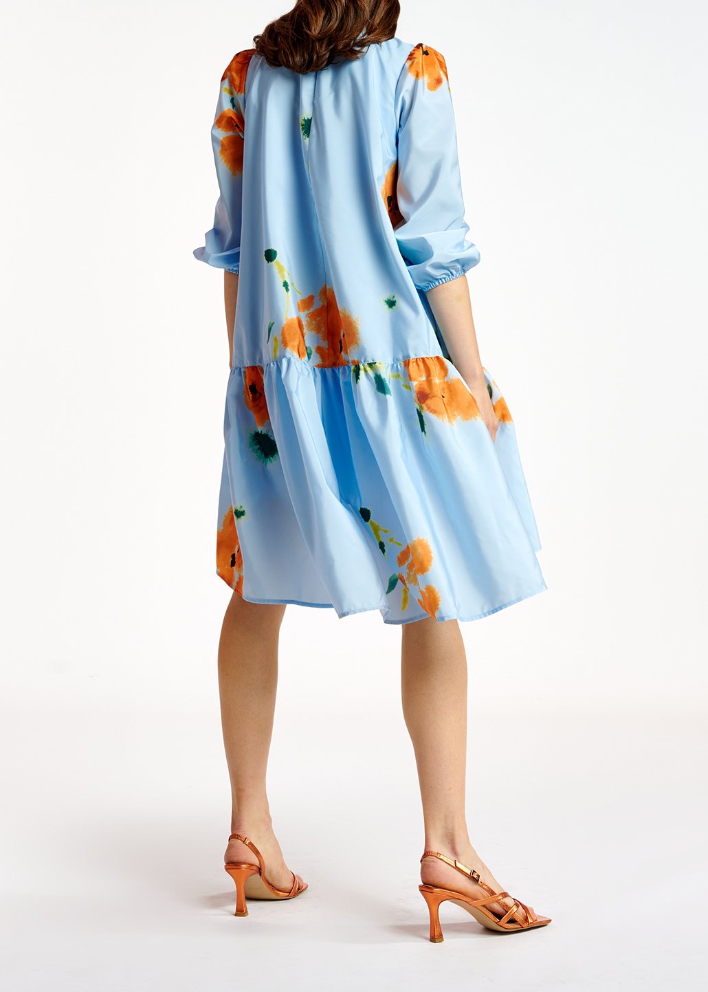 Blue floral print oversized mini dress RE—SSENTIEL second-hand photo 5